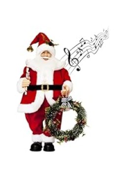 THUNDERBAY 28" Musical Santa Claus Decor Battery Operated Singing Christmas Ornament Standing Xmas Party Plush Twerking Figurines