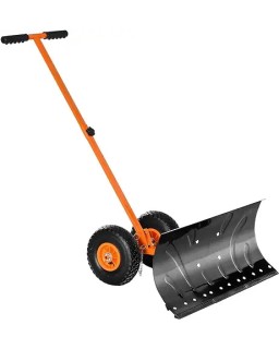 THUNDERBAY Snow Shovel with Wheels, Snow Pusher, Cushioned Adjustable Angle Handle Snow Removal Tool, 29" Blade, 10" Wheels