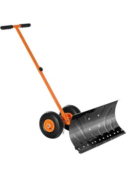 THUNDERBAY Snow Shovel with Wheels, Snow Pusher, Cushioned Adjustable Angle Handle Snow Removal Tool, 29" Blade, 10" Wheels