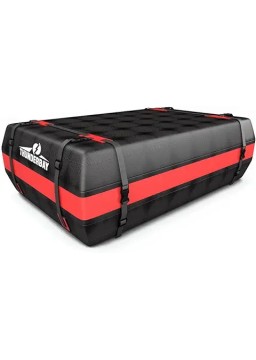 THUNDERBAY Car Roof Bag, Rooftop top Cargo Carrier Bag 15 Cubic feet Waterproof for All Cars with/Without Rack, Includes Storage Bag, Anti-Slip Mat, 6 Reinforced Straps, Luggage Lock