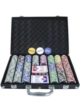 THUNDERBAY 500 Clay Composite Poker Chips Set with Aluminum Case, Two Decks of Playing Cards, Dealer and Blind Button&5 Dices for Poker, Texas Hold'em, Blackjack, Casino Games at Home