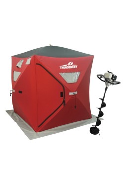 33cc Power Ice Auger and Portable Two Man Shelter Combo
